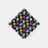 おもしろいカッコいいカラフルドーナツのパターン黒 スタンダードカクテルナプキン (角)