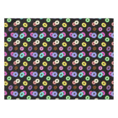 おもしろいカッコいいカラフルドーナツのパターン黒 テーブルクロス (正面(横))