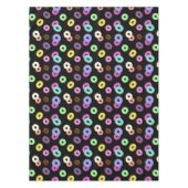 おもしろいカッコいいカラフルドーナツのパターン黒 テーブルクロス (正面)