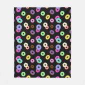 おもしろいカッコいいカラフルドーナツのパターン黒 フリースブランケット (正面)