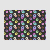 おもしろいカッコいいカラフルドーナツのパターン黒 薄葉紙 (正面)