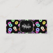 おもしろいカッコいいカラフルドーナツ模様ブラックモノグラム スキニー名刺 (正面)