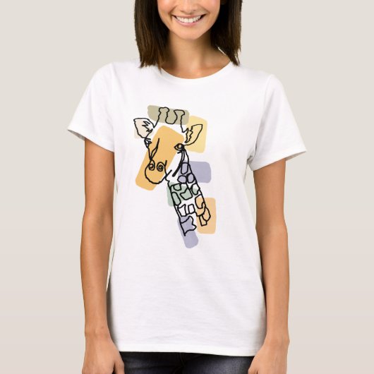 おもしろいカッコいいキリン抽象芸術ラインアート Tシャツ (正面)