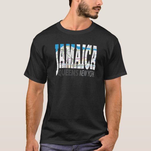おもしろいカッコいいジャマイカクイーンズニューヨーク地下鉄マップ Tシャツ (正面)