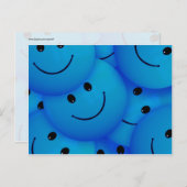 おもしろいカッコいいハッピーブルー顔 ポストカード (正面/裏面)