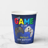 おもしろいカッコいいビデオゲーム誕生日パーティー 紙コップ (裏面)