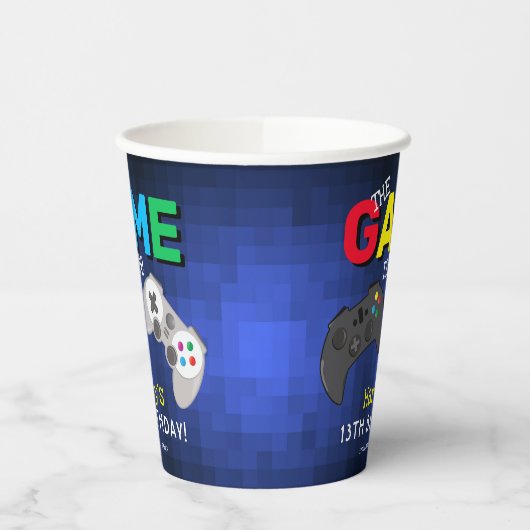 おもしろいカッコいいビデオゲーム誕生日パーティー 紙コップ (左)