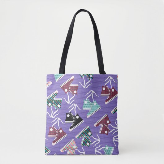 おもしろいカッコいいレトロカラフルスニーカーマンパターン トートバッグ (正面)