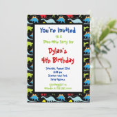 おもしろいカッコいい恐竜バースデーパーティ招待状 招待状 (スタンド正面)