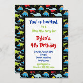 おもしろいカッコいい恐竜バースデーパーティ招待状 招待状 (正面/裏面)