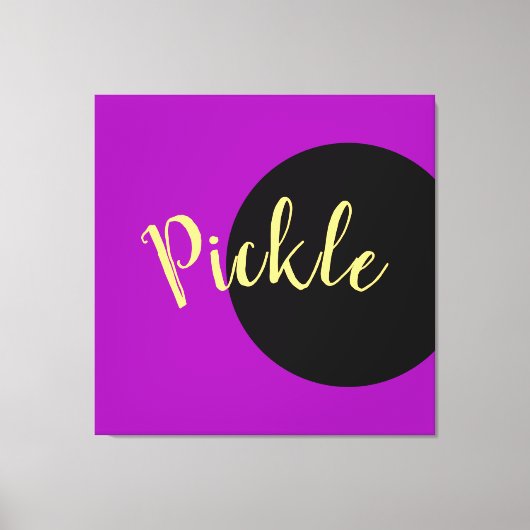 おもしろいカッコいい紫はっきりしたブラックピックボールのモットスクリプト キャンバスプリント (正面)