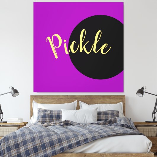 おもしろいカッコいい紫はっきりしたブラックピックボールのモットスクリプト キャンバスプリント (インサイチュ (寝室))