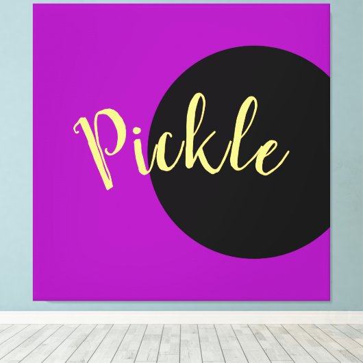 おもしろいカッコいい紫はっきりしたブラックピックボールのモットスクリプト キャンバスプリント (インサイチュ (ウッドフロア))