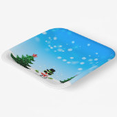 おもしろいカッコいい雪だるまスパークリスクリスマスツリーズブルー ペーパープレート (傾斜あり)