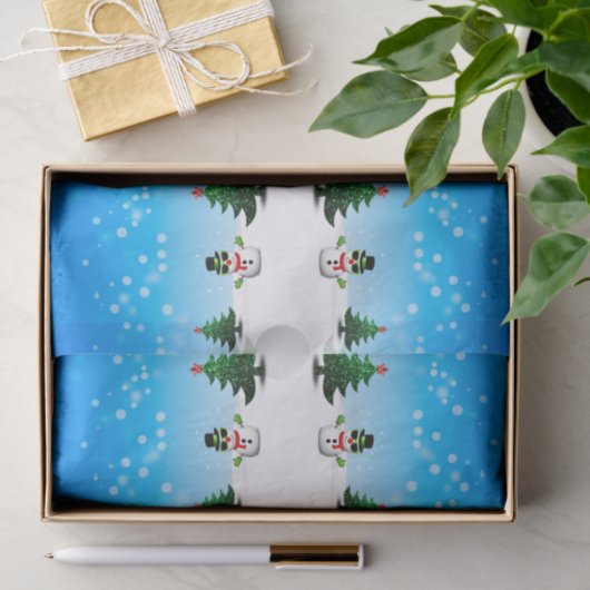 おもしろいカッコいい雪だるまスパークリスクリスマスツリーズブルー 薄葉紙 (ギフト)