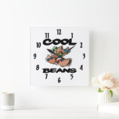 おもしろいカッコいい Beansグラフィック スクエア壁時計 (ホーム)