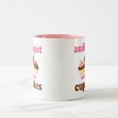 おもしろいカップケーキの聴覚学者のために働きます ツートーンマグカップ (中央)