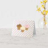 おもしろいカップケーキトリオ カード (黄色い花)