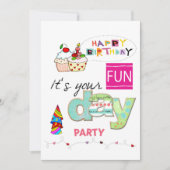 おもしろいカップケーキハッピーバースデー招待状 招待状 (正面)