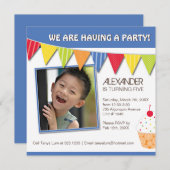 おもしろいカップケーキ誕生パーティーの招待 招待状 (正面/裏面)