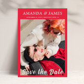 おもしろいカップル写真ホットピンクタイポグラフィ日付を保存 招待状