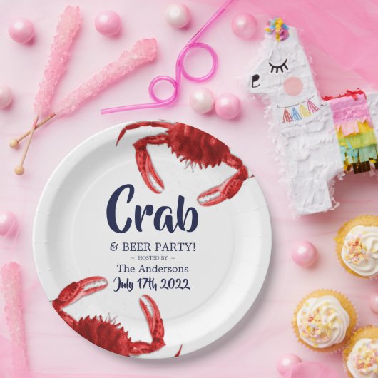 おもしろいカニボイルホワイトサマーパーティー ペーパープレート (パーティー)