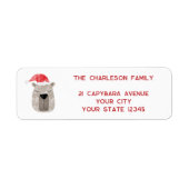 おもしろいカピバラサンタハット差出人住所 ラベル (正面)