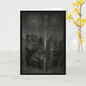 おもしろいカピバラ花火新年快乐 カード (黄色い花)