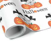 おもしろいカボチャとスパイダハロウィーン ラッピングペーパー (ロールコーナー)