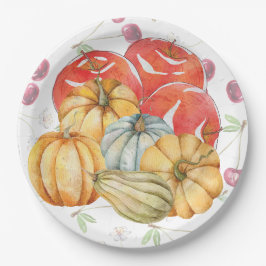 おもしろいカボチャとリンゴ秋シーズン ペーパープレート