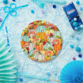 おもしろいカボチャのキノコと紅葉 ペーパープレート (パーティー)