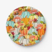 おもしろいカボチャのキノコと紅葉 ペーパープレート (正面)