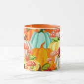 おもしろいカボチャのキノコと紅葉 マグカップ (中央)