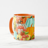 おもしろいカボチャのキノコと紅葉 マグカップ (正面左)