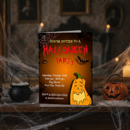 おもしろいカボチャハローウィンパーティ招待状カード 招待状