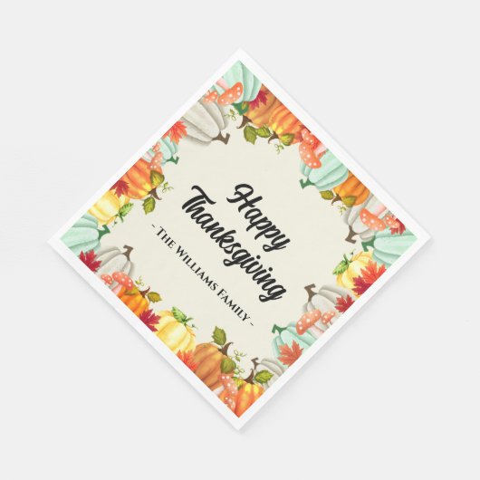 おもしろいカボチャ感謝祭ディナーナプキン スタンダードランチョンナプキン (角)
