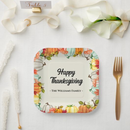 おもしろいカボチャ感謝祭ディナー ペーパープレート (ウェディング)