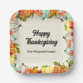 おもしろいカボチャ感謝祭ディナー ペーパープレート (正面)