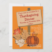 おもしろいカボチャ紅葉感謝祭ディナー 招待状 (正面)