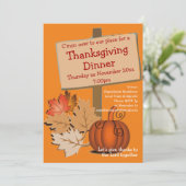 おもしろいカボチャ紅葉感謝祭ディナー 招待状 (スタンド正面)