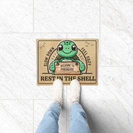 おもしろいカメのデザインは、個人の居心地の良い家 ドアマット