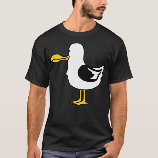 おもしろいカモメビーチ鳥獣画 Tシャツ (正面)