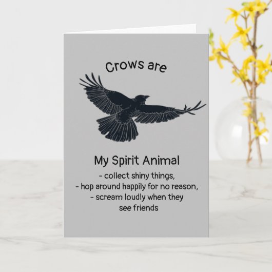 おもしろいカラス鳥霊アニマルユーモア引用文トーテムカー カード (黄色い花)