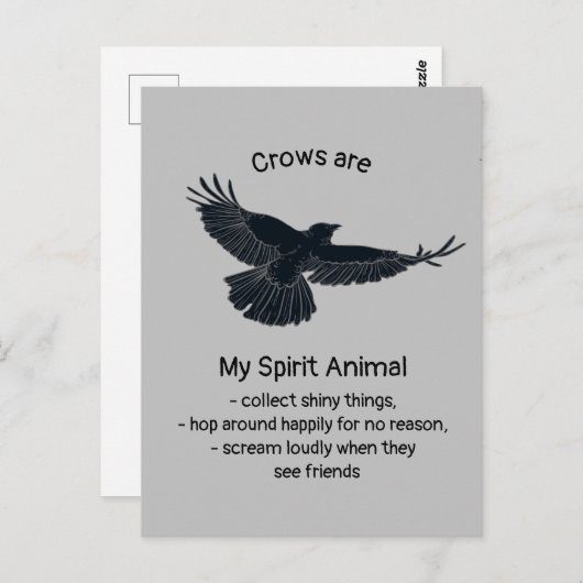 おもしろいカラス鳥霊アニマルユーモア引用文トーテム ポストカード (正面/裏面)