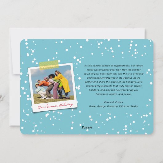 おもしろいカラフルうれしそうなライン&ポムポムフォトホリデー シーズンカード (裏面)