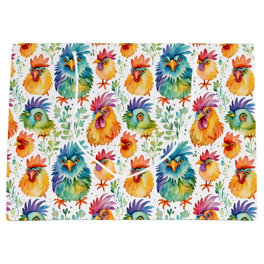 おもしろいカラフルお洒落誕生日 ラージペーパーバッグ (正面)