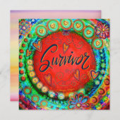 おもしろいカラフルお洒落遺族勇気付けられる サンキューカード (正面/裏面)