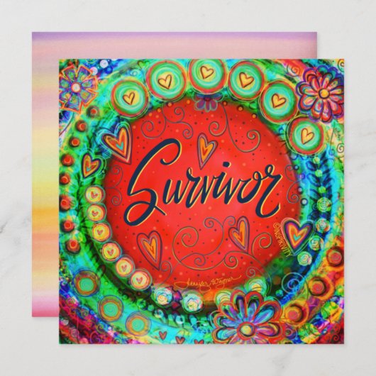 おもしろいカラフルお洒落遺族勇気付けられる サンキューカード (正面/裏面)