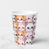 おもしろいカラフルかわいいシンプルネコ猫ペットパターン 紙コップ (右)