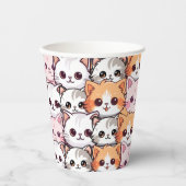 おもしろいカラフルかわいいシンプルネコ猫ペットパターン 紙コップ (正面)